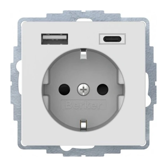 Розетка c з/до 16А/250В + 2хUSB A-С /3A Berker Qx підлога білизна