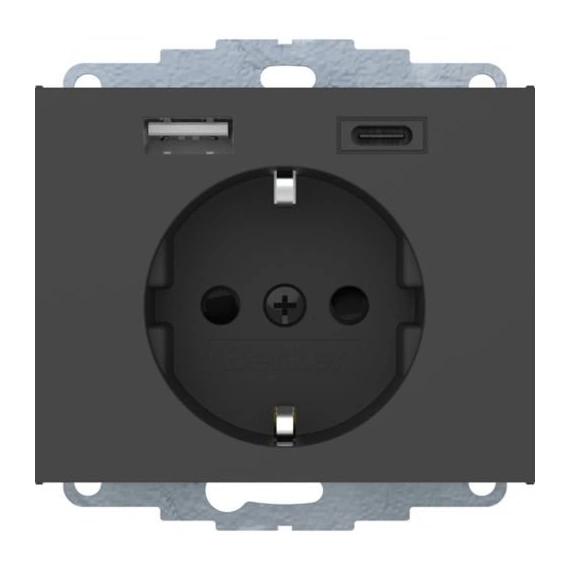 Розетка c з/до 16А/250В + 2хUSB A-С /3A Berker K.1 антрацит