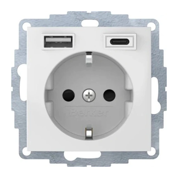 Розетка c з/до 16А/250В + 2хUSB A-С /3A Berker S.1