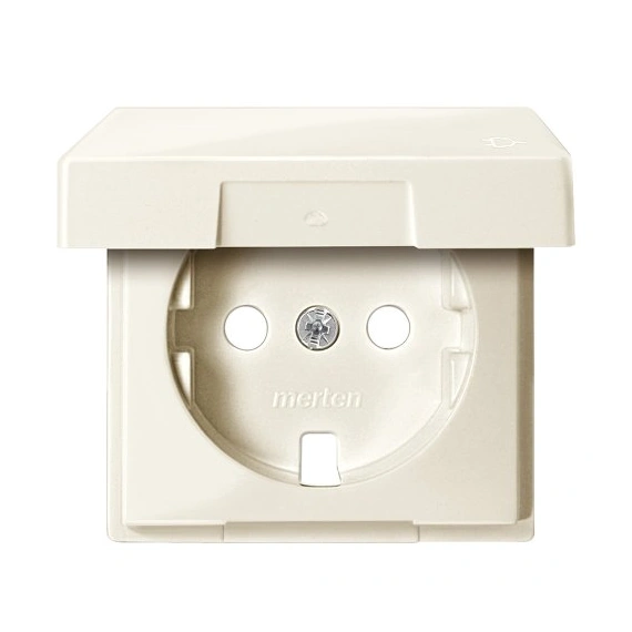 Накладка розетки із з/к та кришкою Merten SM MTN2341-0344 бежевий глянець
