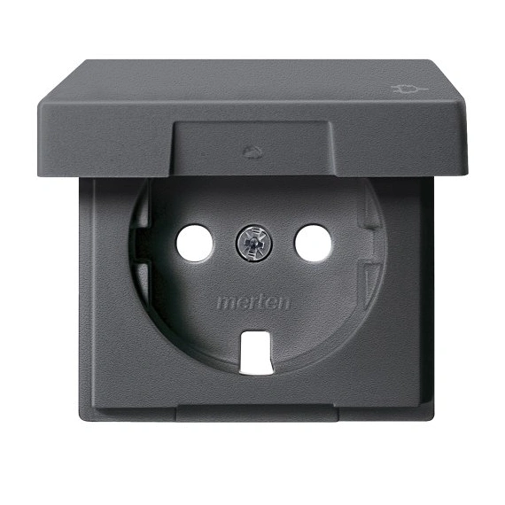 Накладка розетки с крышкой Merten SM MTN2341-0414 антрацит
