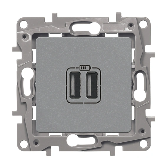 Розетка підвійна USB, 240/5В, 2400МА, Legrand Etika (алюміній)
