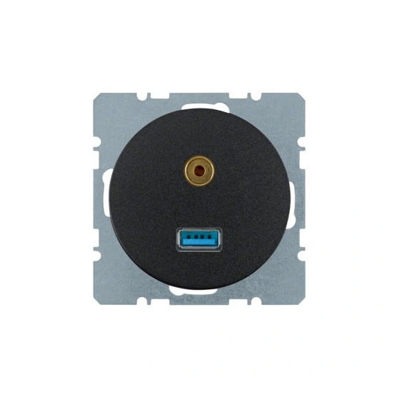 Розетка USB/3.5мм аудио, черный R.1, R.3, 3315392045