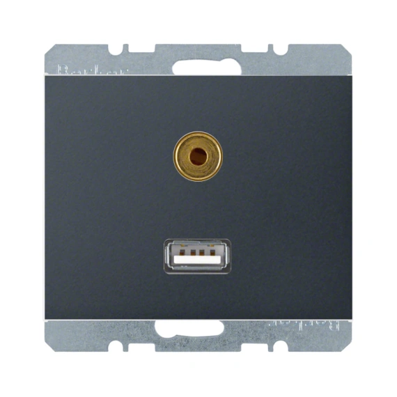 Розетка USB/3.5мм аудио, антрацит, «K.1» 3315397006
