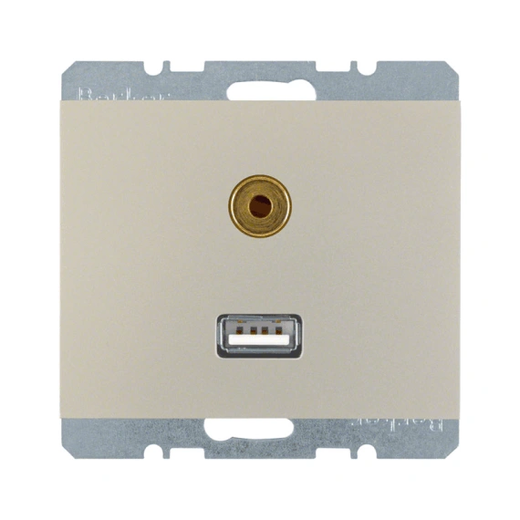 Розетка USB/3.5мм аудио, нержавеющая сталь, «K.5» 3315397004
