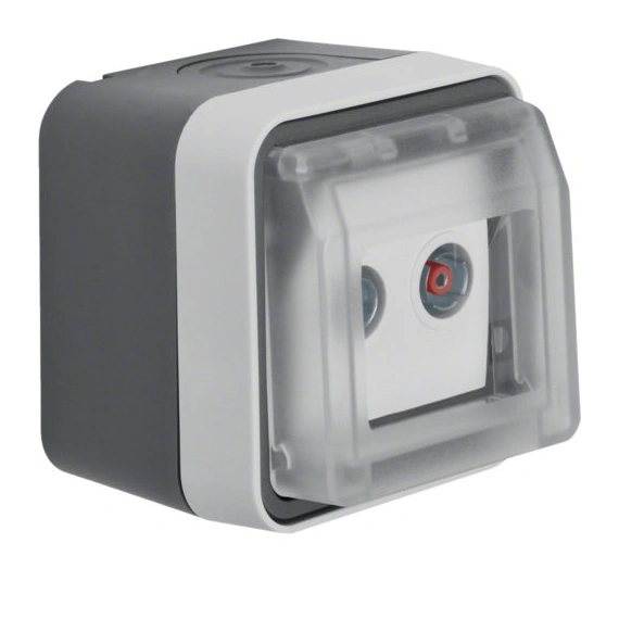 Розетка антена, 2 виходи, прохідна, IP55, сірий, W.1