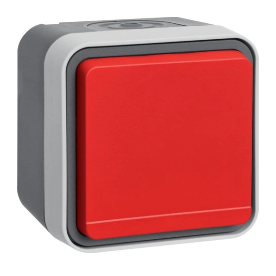 Розетка із з/к із червоною кришкою IP55, сірий, 16А/250В W.1
