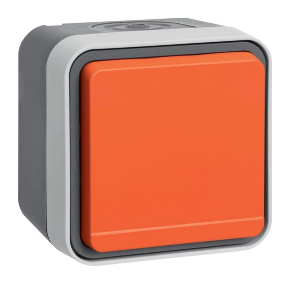 Розетка ж/к с оранжевой крышкой IP55, серый, 16А/250В W.1