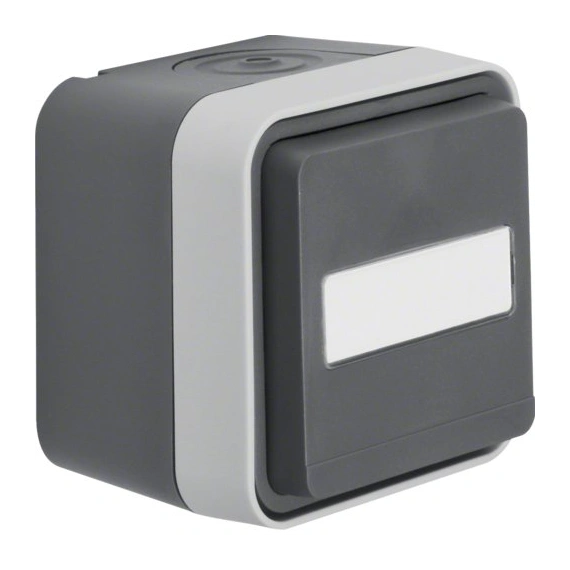 Розетка із з/к, поле д/напису, IP55, сірий, 16А/250В W.1