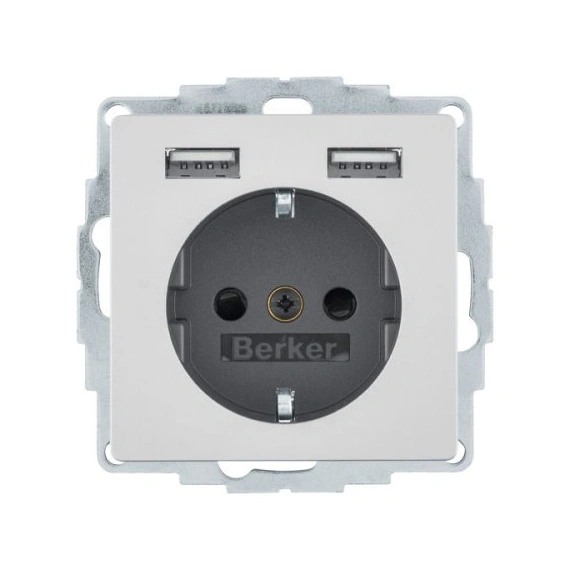 Розетка із з/к 16А/250В + 2хUSB/2.4A, алюміній Q.х