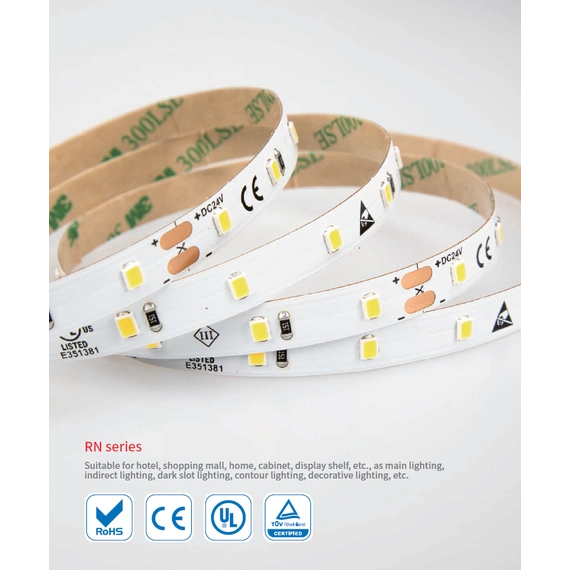 LED стрічка RISHANG 120-2835-24V-IP20 8,6W 818Lm 3000K 50м (RN08C0TC-B-WW_50)