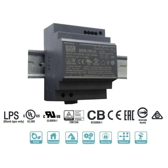 Блок живлення Mean Well на DIN-рейку 100.8W DC24V (HDR-100-24N)