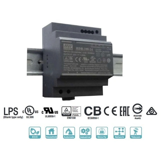 Блок живлення Mean Well на DIN-рейку 100.8W DC24V (HDR-100-24N)