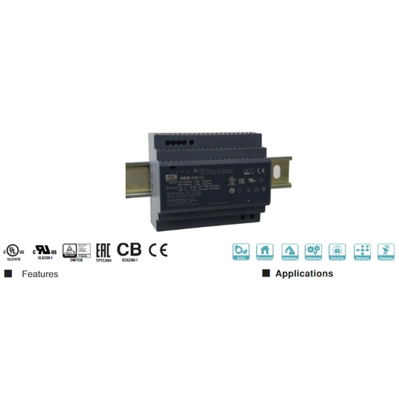Блок живлення Mean Well на DIN-рейку 135.6W DC12V (HDR-150-12)