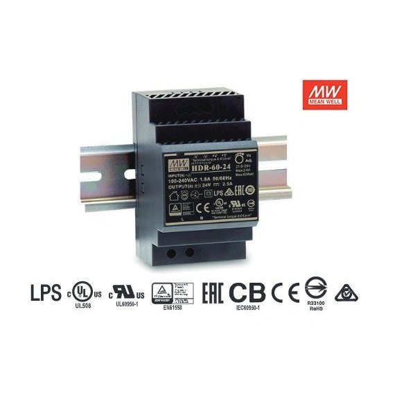 Блок живлення Mean Well на DIN-рейку 60W DC24V (HDR-60-24)