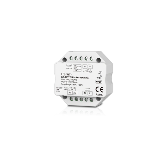 Димер DEYA WiFi+RF+Push Dim 100-240VAC, 1CH 0/1-10V (L1(WT))
