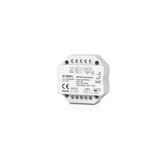 Димер DEYA WiFi-RF Triac AC100-240V, 1CH*1.5A, 150-360W(S1-B(WT))