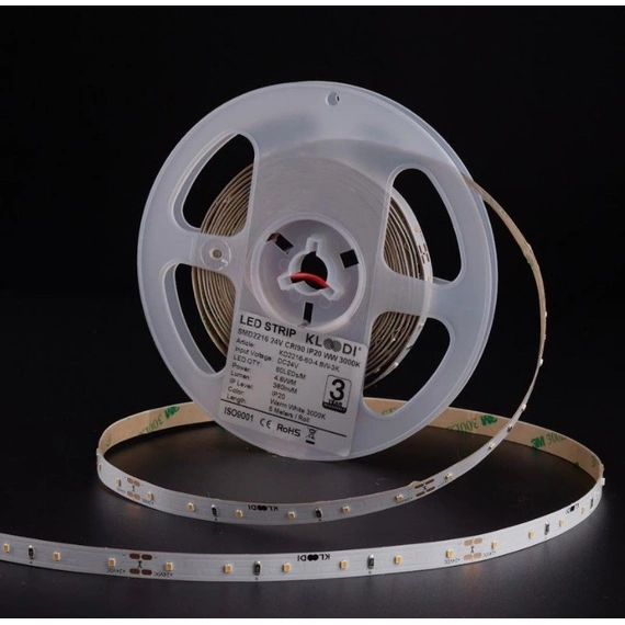 LED Стрічка 4,8W 60LED 3000K 375LM RA90 IP20 24V KLOODI KD2835-60-4.8W-3К-24V