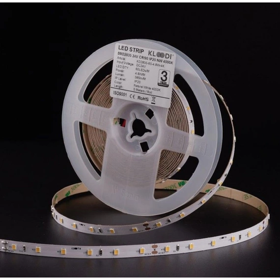 LED Стрічка 4,8W 60LED 4000K 385LM RA90 IP20 24V KLOODI KD2835-60-4.8W-4К-24V