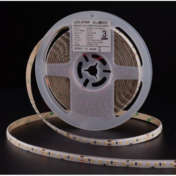 LED Стрічка 8,6W 120LED 4000K 810LM RA90 24V IP54 KLOODI KD2835-120-8.6W-4К-24V IP54