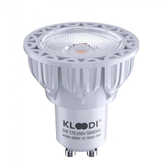 Лампа LED GU10 5WCOB 3000К 450Lm DIM KLOODI KDGU10-QL 5WCOB 3K 60D WH DIM
