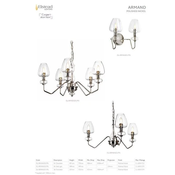 Люстра Elstead ARMAND DL-ARMAND3-PN, изображение 2