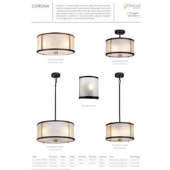 Бра Elstead CORONA DL-CORONA1-BAB, зображення 2