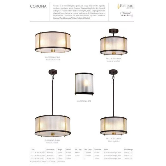 Люстра Elstead CORONA DL-CORONA-3P-BAB, изображение 2