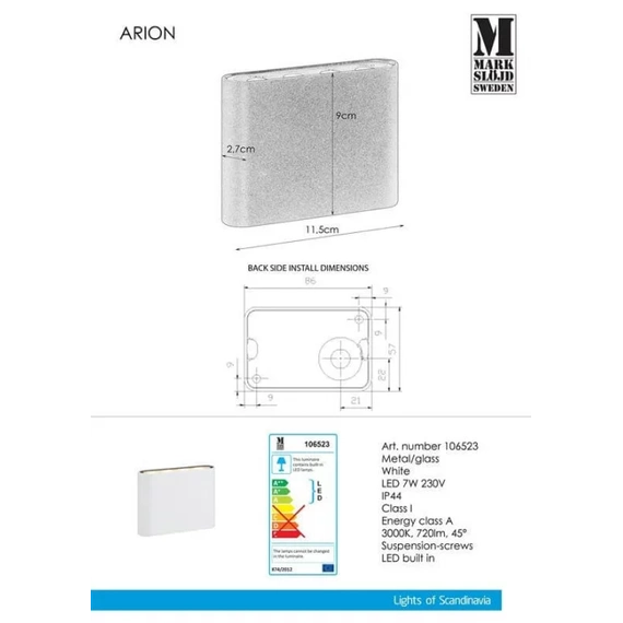 Настенный светильник Markslojd ARION 106523, изображение 2