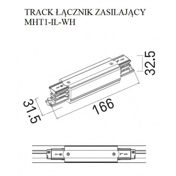Прямой коннектор MAXlight MAX ŁĄCZNIK PROSTY ZASILAJĄCY MHT1-IL-WH MAX, изображение 2