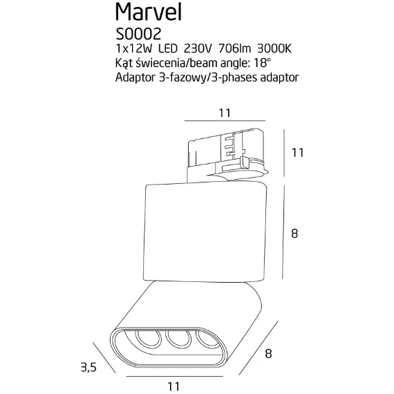 Трековый светильник Maxlight MARVEL S0002, изображение 2