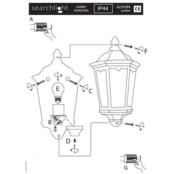 Настенный уличный светильник Searchlight ALEX 82505BK, изображение 3