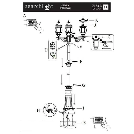Вуличний фонарь Searchlight BEL AIRE 7173-3, зображення 4