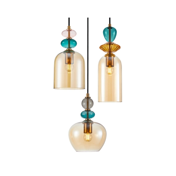 Люстра Italux PND-30263-3A-BRO-AMB Busco E27 3x40W IP20 Gold, изображение 2