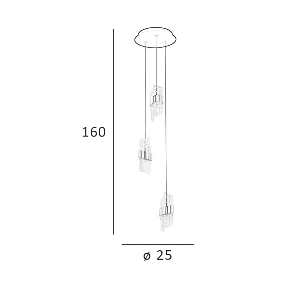 Люстра Italux PND-26374-3-23W-3K-BK-GD Tonga Led 3x23W 3000K 1700Lm IP20, изображение 3