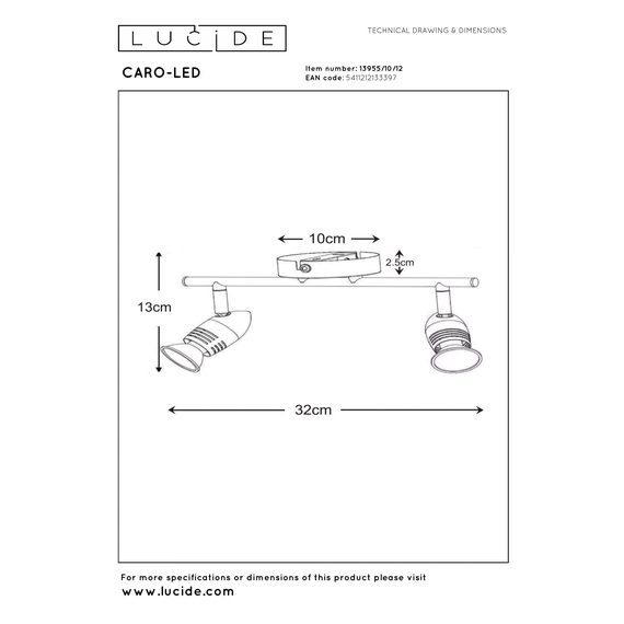 Точковий світильник Lucide CARO-LED 13955/10/12, зображення 4