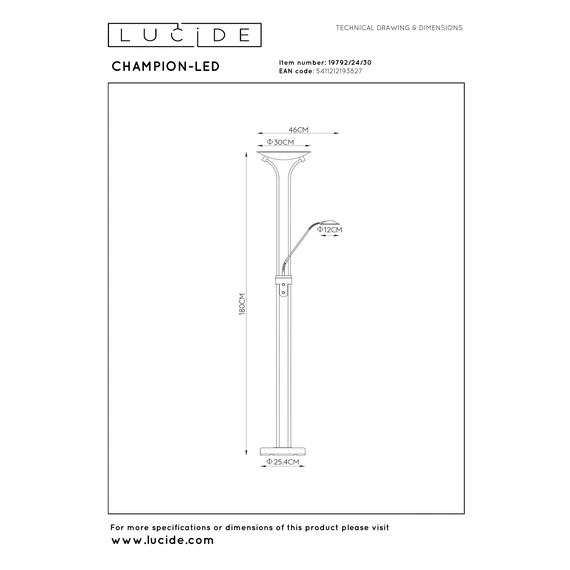 Торшер Lucide CHAMPION-LED 19792/24/30, изображение 8
