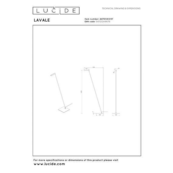 Торшер Lucide LAVALE 44701/03/37, изображение 7