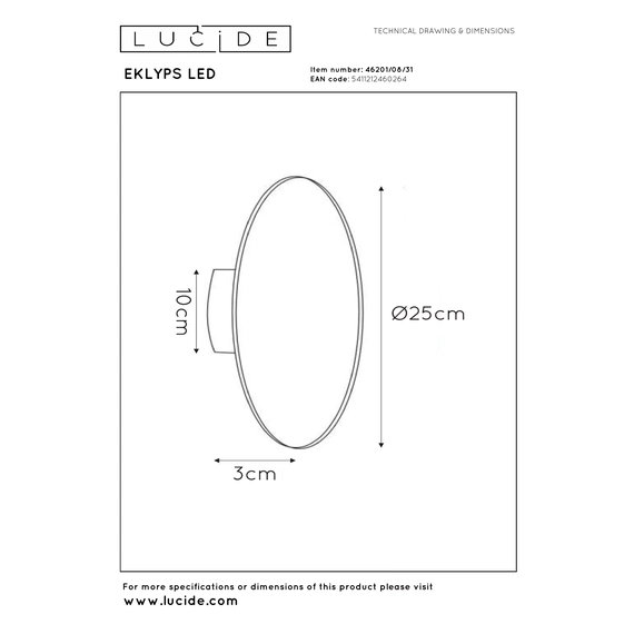 Настінний світильник Lucide EKLYPS LED 46201/08/31, зображення 9