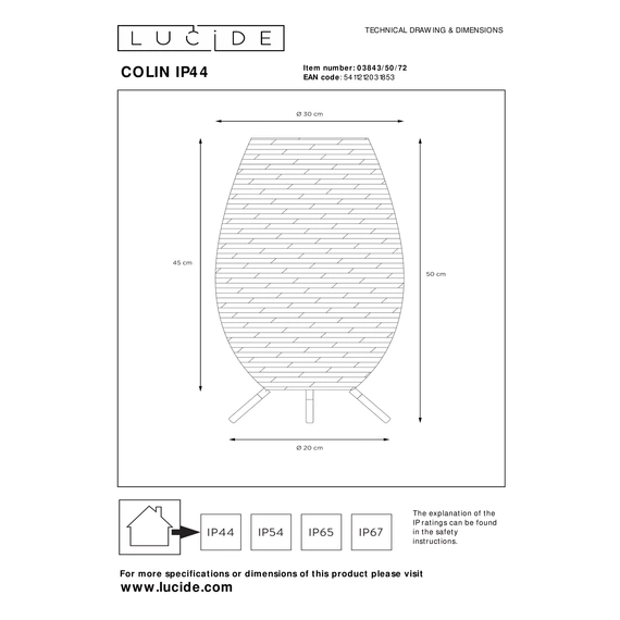 Настільна лампа Lucide COLIN IP44 03843/50/72, зображення 10