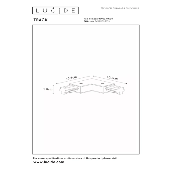 Трековий світильник Lucide TRACK L-connector 09950/04/30, изображение 5