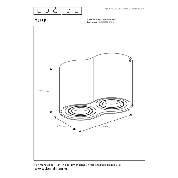 Точковий світильник Lucide TUBE 22952/02/31, изображение 5