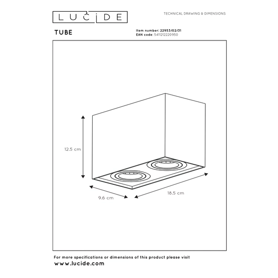 Точковий світильник Lucide TUBE 22953/02/31, изображение 4