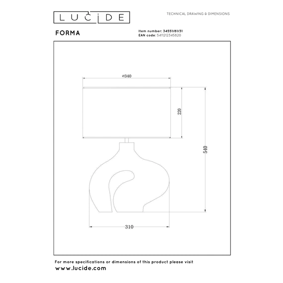 Настільна лампа Lucide FORMA 34551/81/31, изображение 6