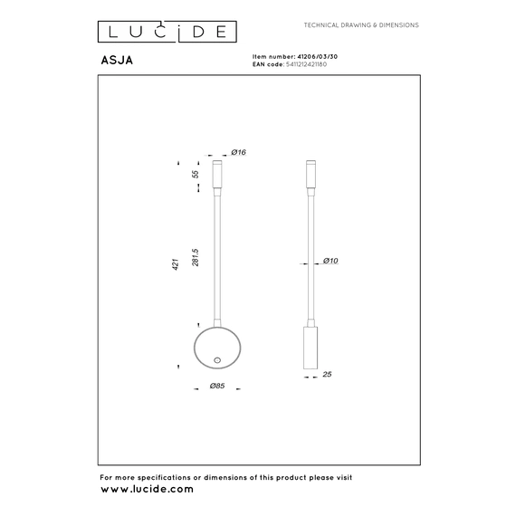 Настінний світильник Lucide Premium ASJA 41206/03/30, зображення 6