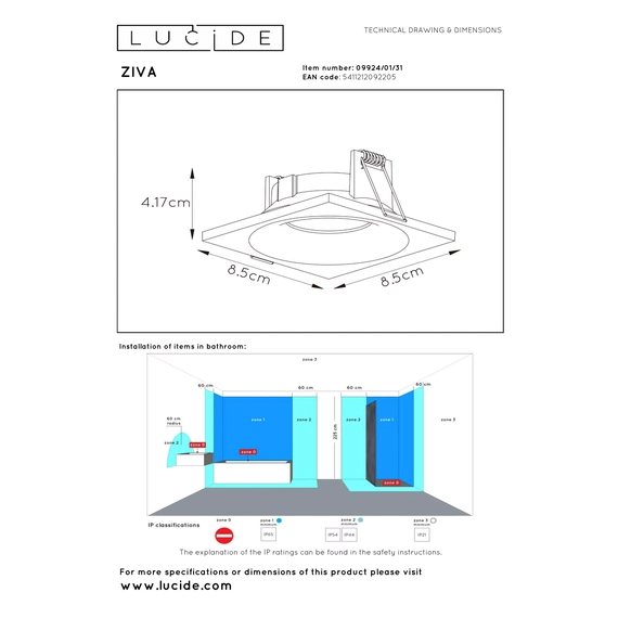 Вбудовуваний точковий світильник Lucide ZIVA 09924/01/31, изображение 5