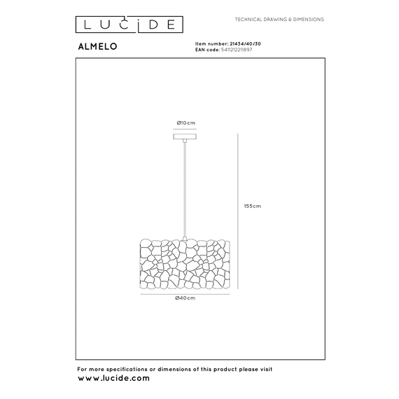 Підвісний світильник Lucide ALMELO 21434/40/30, изображение 9