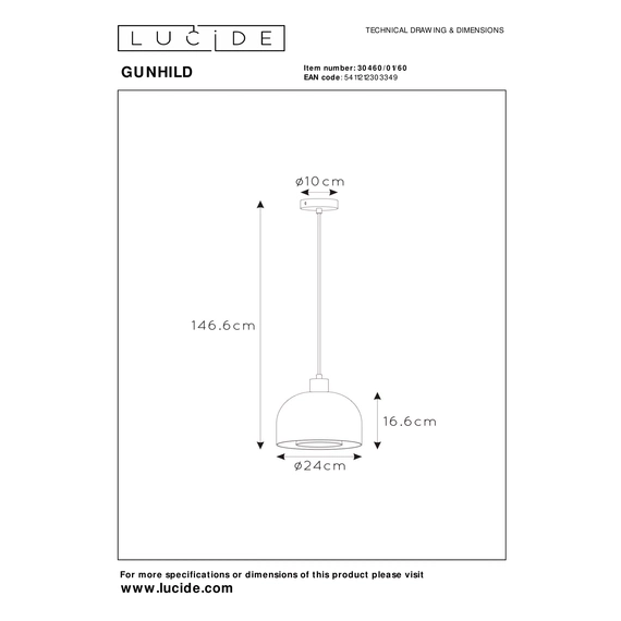 Підвісний світильник Lucide GUNHILD 30460/01/60, изображение 7