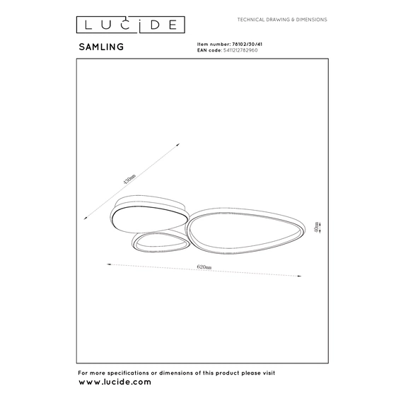 Стельовий світильник Lucide SAMLING 78102/30/41, зображення 7