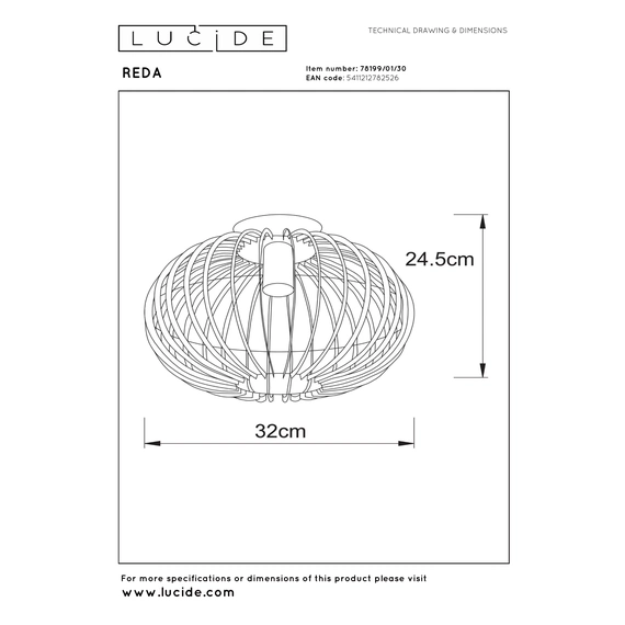 Стельовий світильник Lucide REDA 78199/01/30, изображение 7